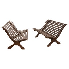 Pair of Vintage Garden benches, 1980s, Czechoslovakia, set of 2