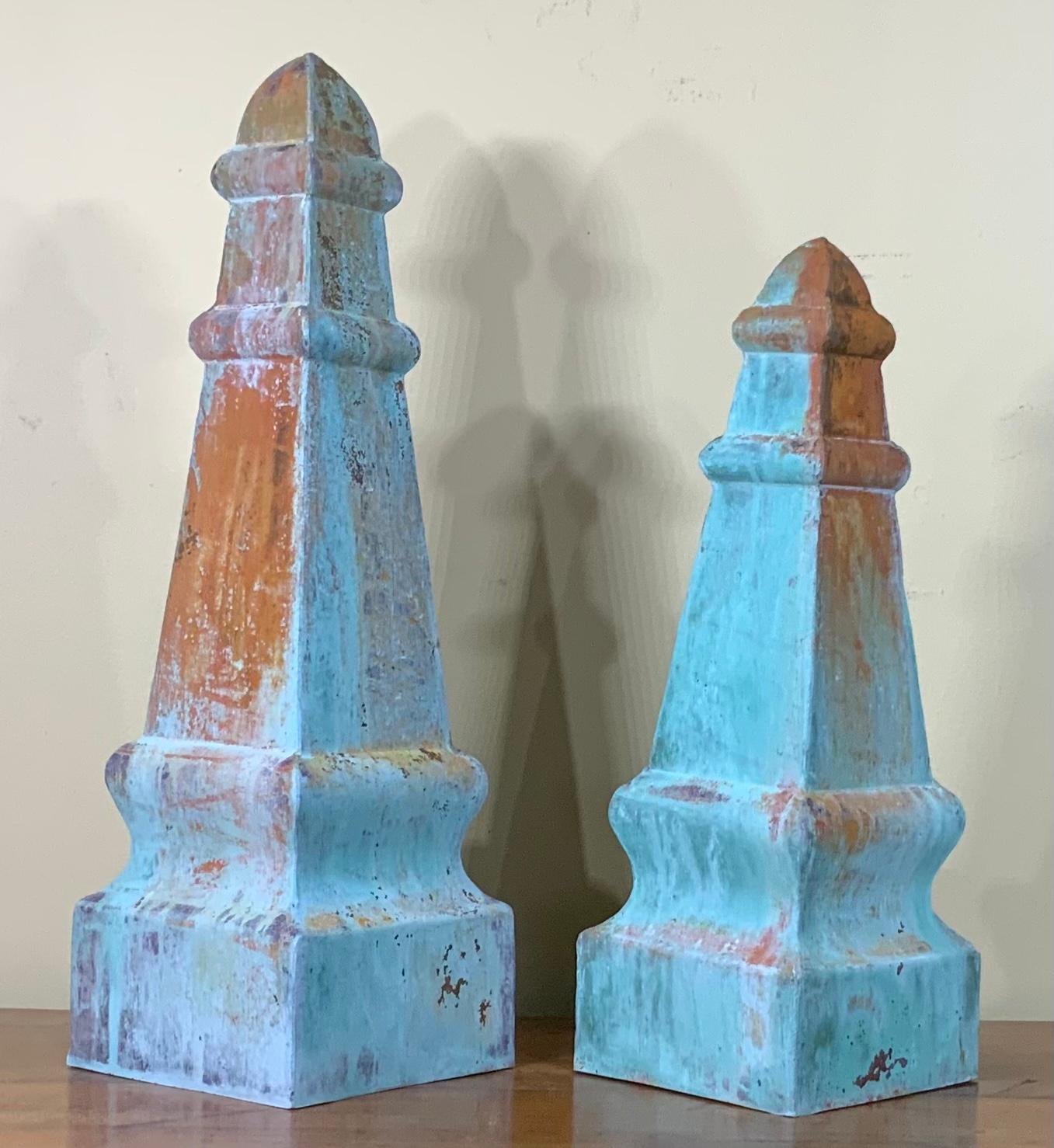 Hand-Crafted Pair of Vintage Garden Obelisks