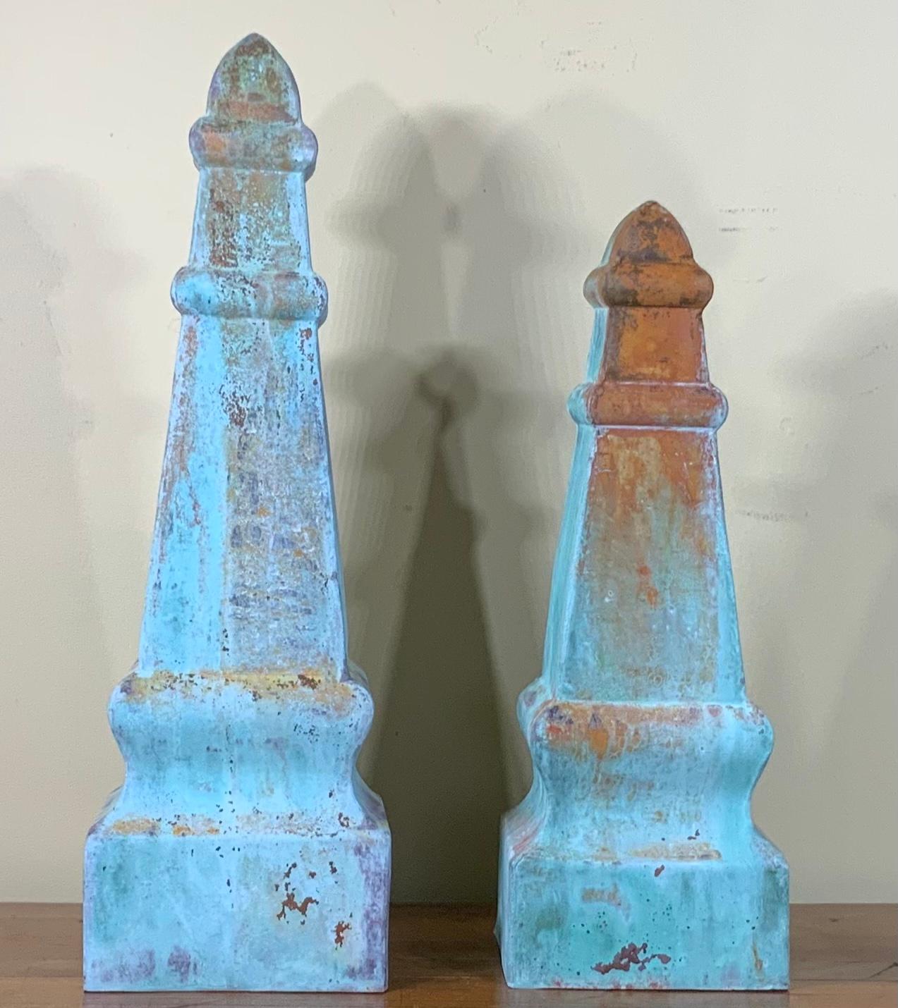 Pair of Vintage Garden Obelisks In Good Condition In Delray Beach, FL