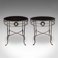 Pair of Vintage Garden Tables, French, Cast Iron, Oval, Veranda, Serving, C.1970