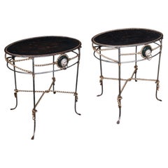 Pair of Vintage Garden Tables, French, Cast Iron, Oval, Veranda, Serving, C.1970
