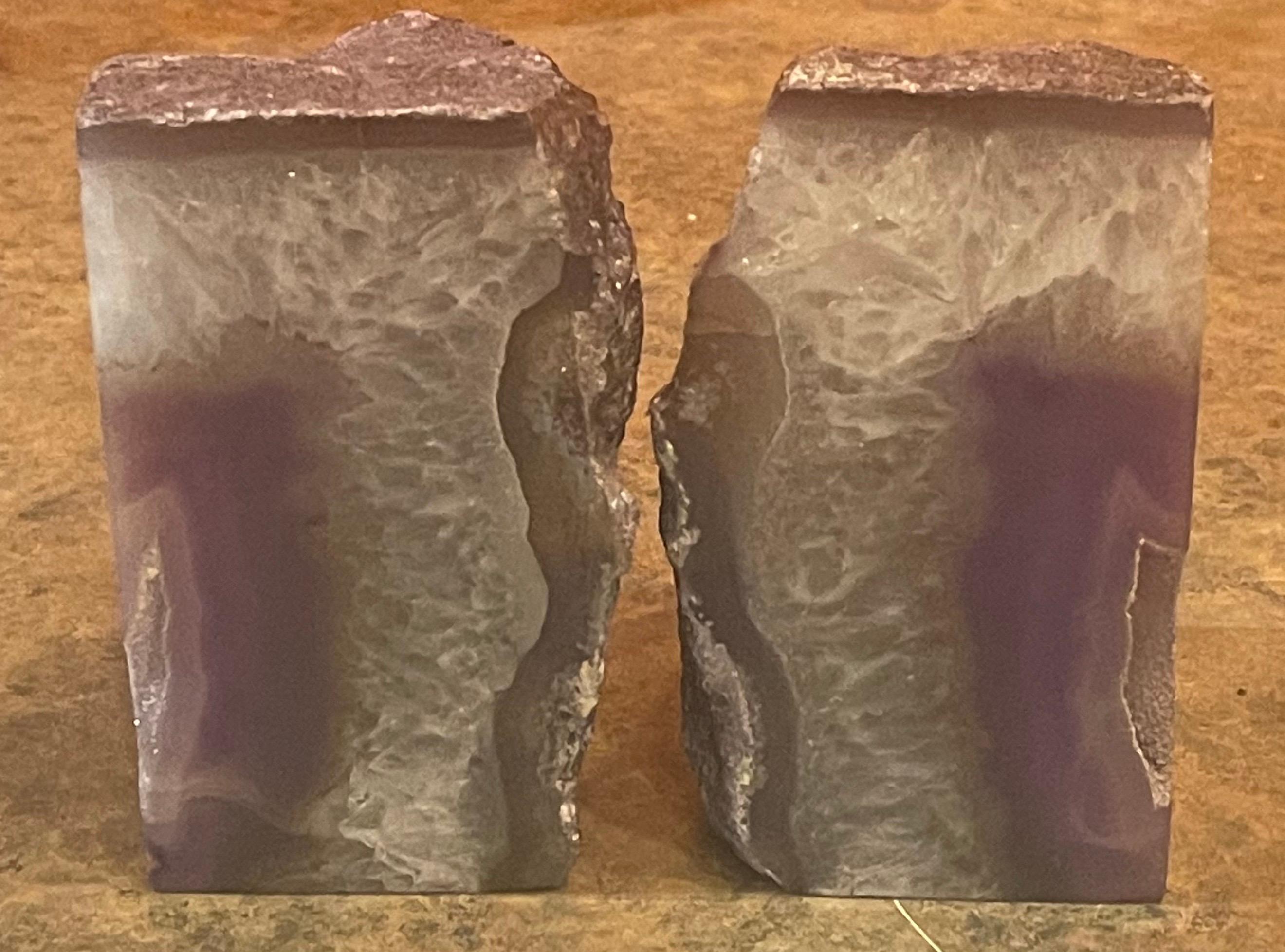 Pair of Vintage Geode Bookends In Good Condition For Sale In San Diego, CA