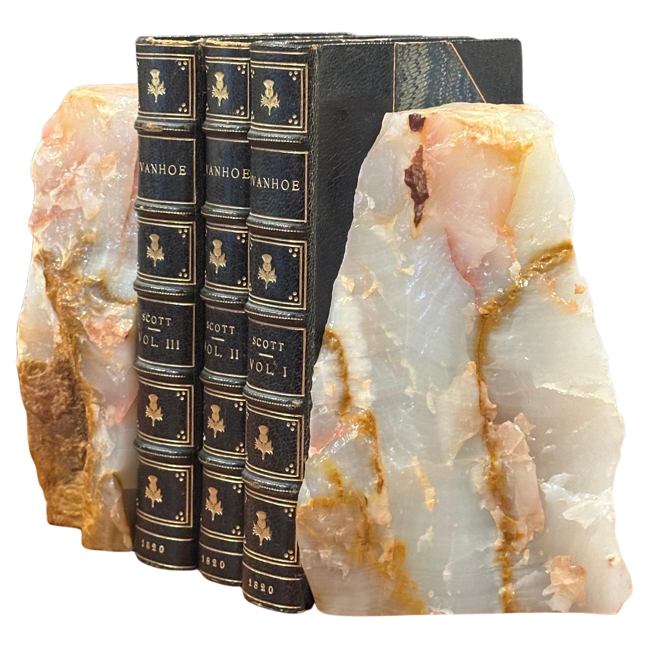Coppia di fermalibri vintage in quarzo geode in vendita 3
