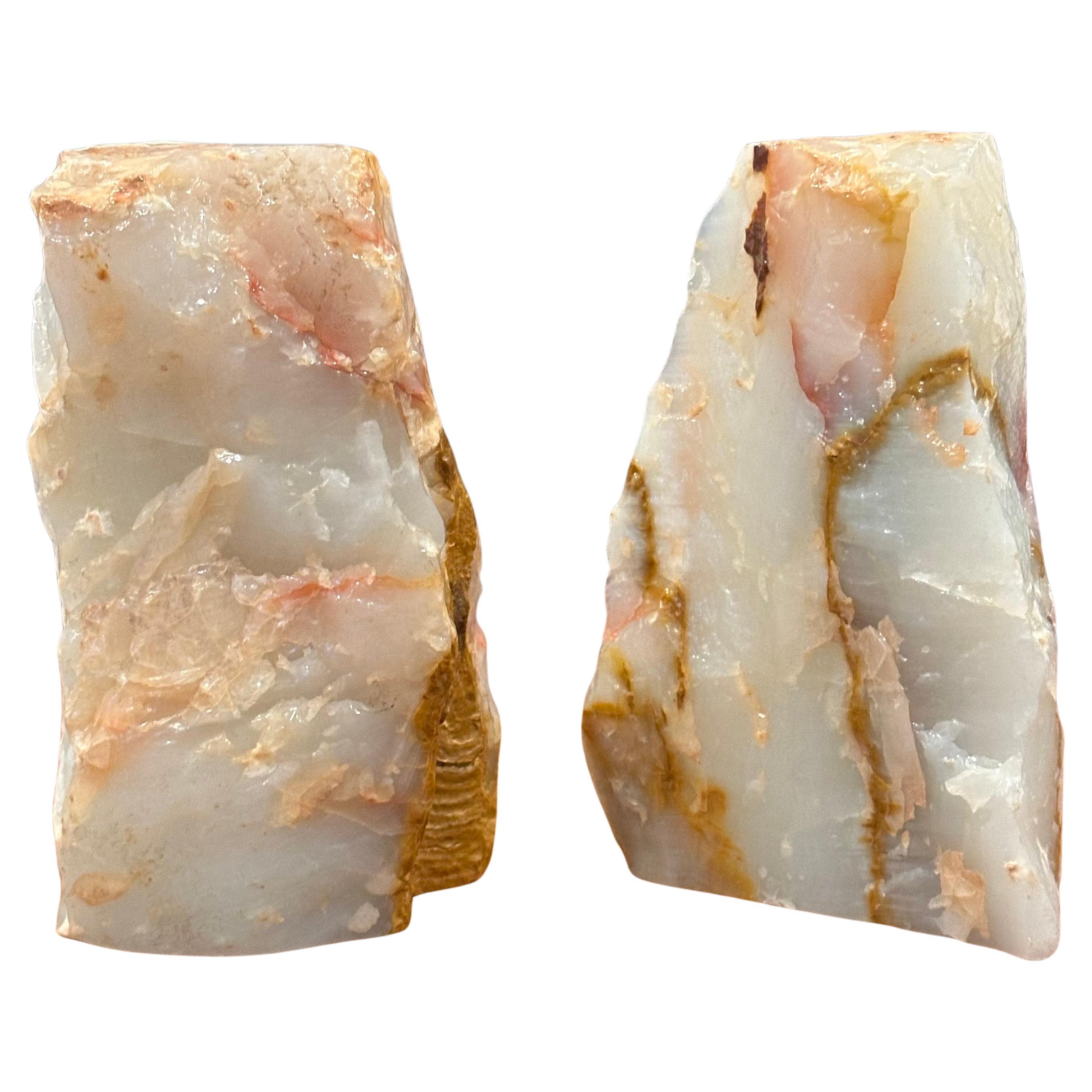 Fatto a mano Coppia di fermalibri vintage in quarzo geode in vendita
