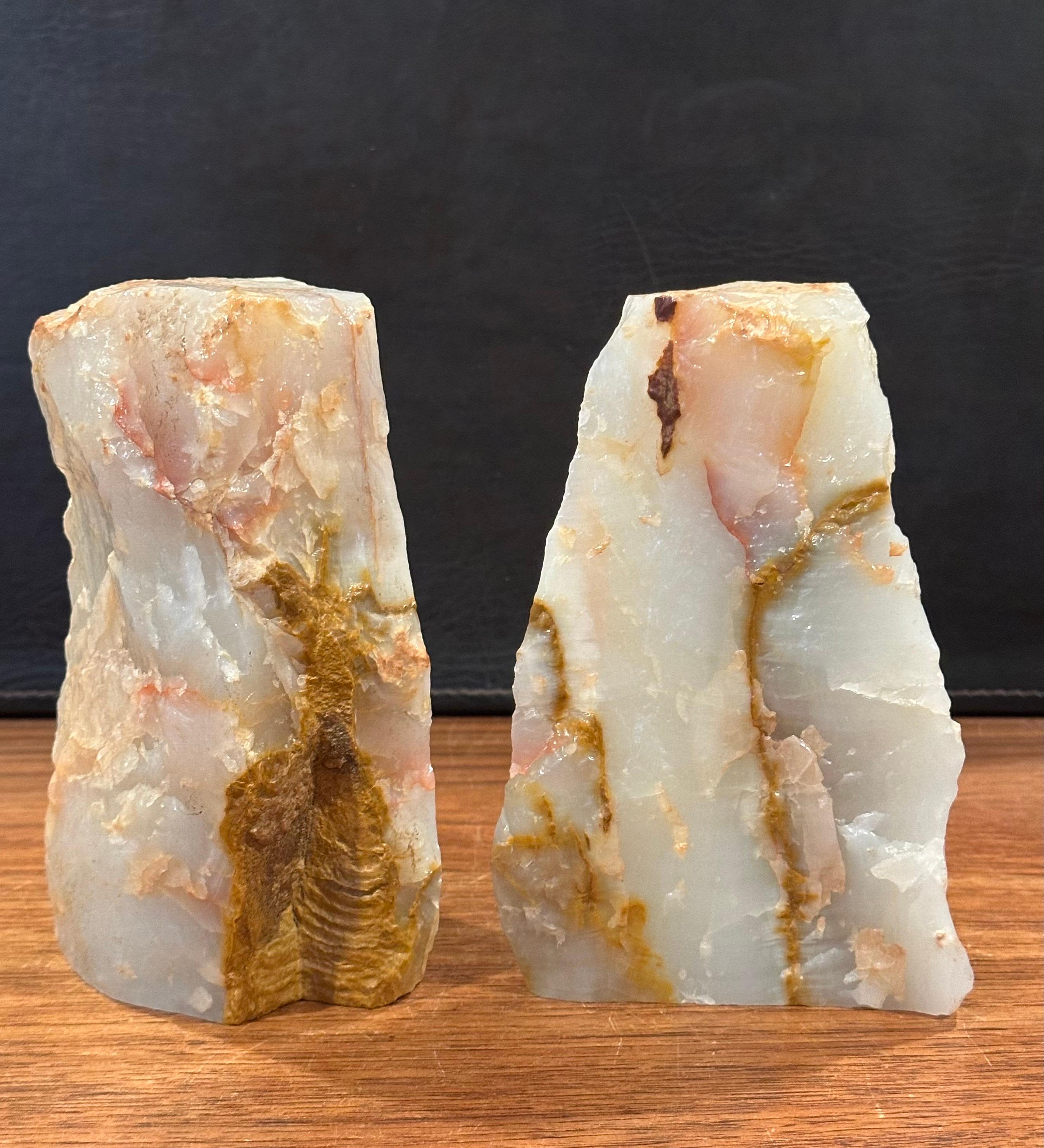 Pietra Coppia di fermalibri vintage in quarzo geode in vendita