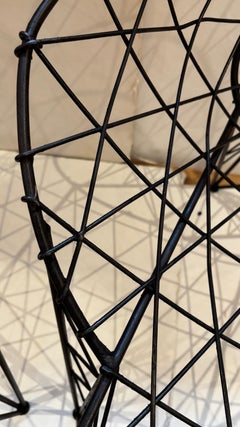 Pair of Vintage Geometric Crisscross Wire Frame Design Zuo Modern Speed Chair