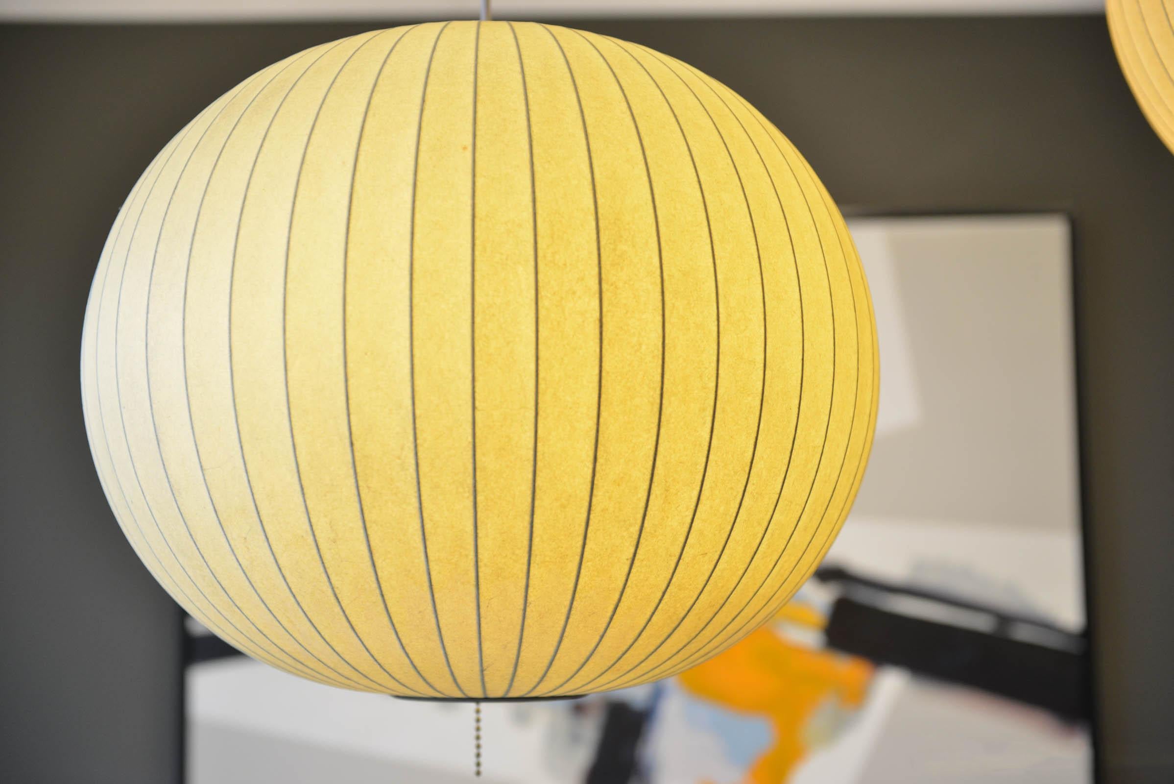 Plastic Pair of Vintage George Nelson Round Bubble Pendant Lights, circa 1965