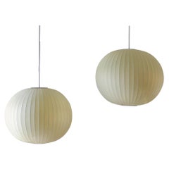 Pair of Vintage George Nelson Round Bubble Pendant Lights, circa 1965