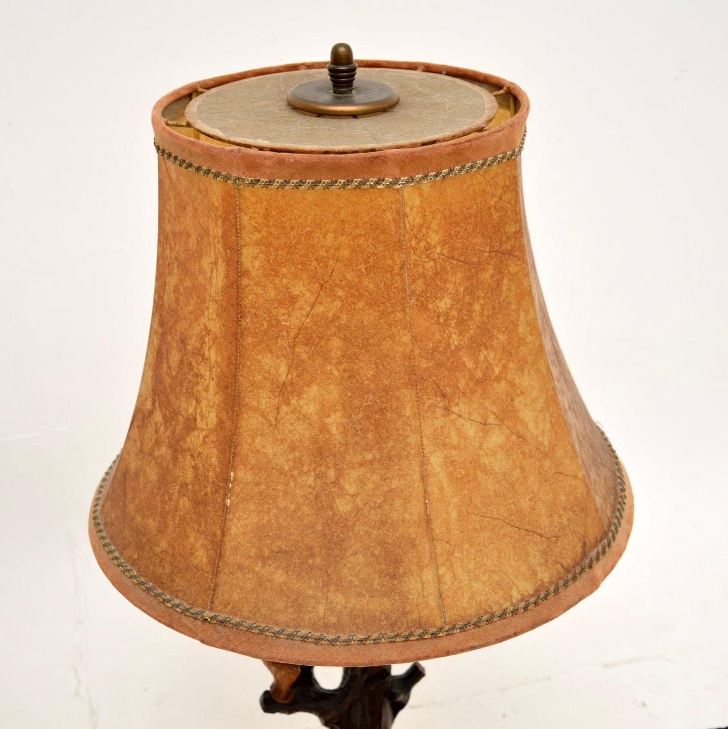 Mid-20th Century Pair of Vintage German Black Forest Table Lamps For Sale