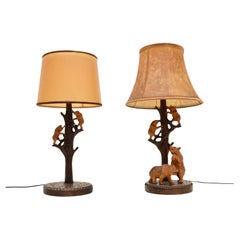 Pair of Vintage German Black Forest Table Lamps