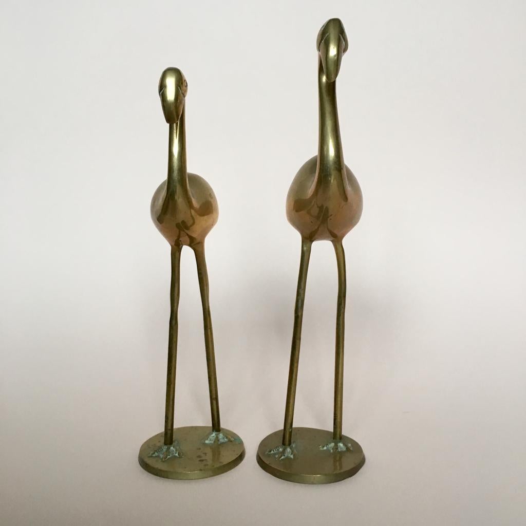 Pair of Vintage German Brass Flamingo, 1970s In Good Condition For Sale In Riga, Latvia
