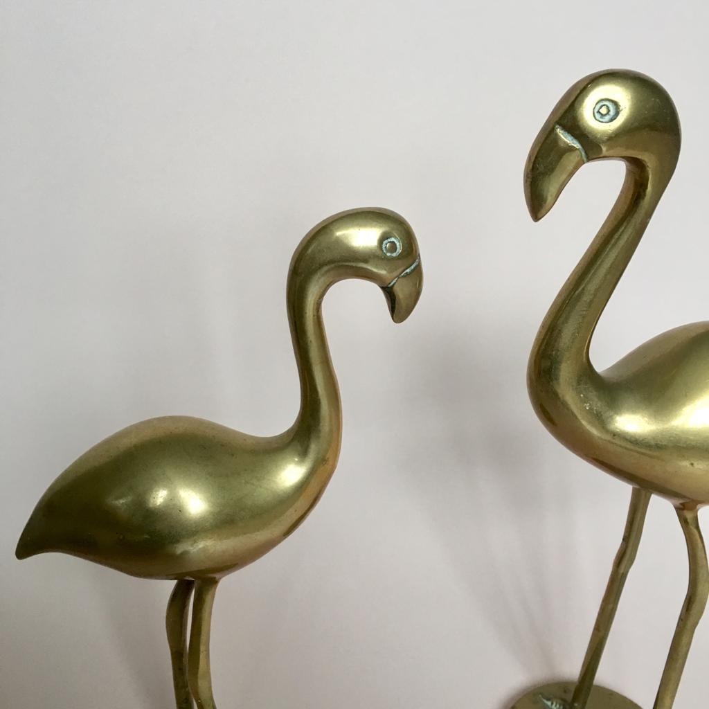 Pair of Vintage German Brass Flamingo, 1970s For Sale 1