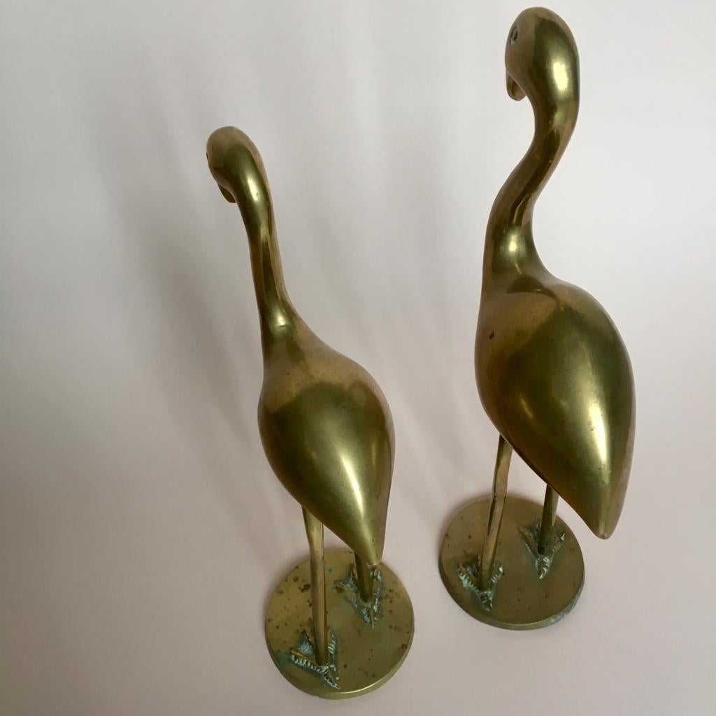 Pair of Vintage German Brass Flamingo, 1970s For Sale 3