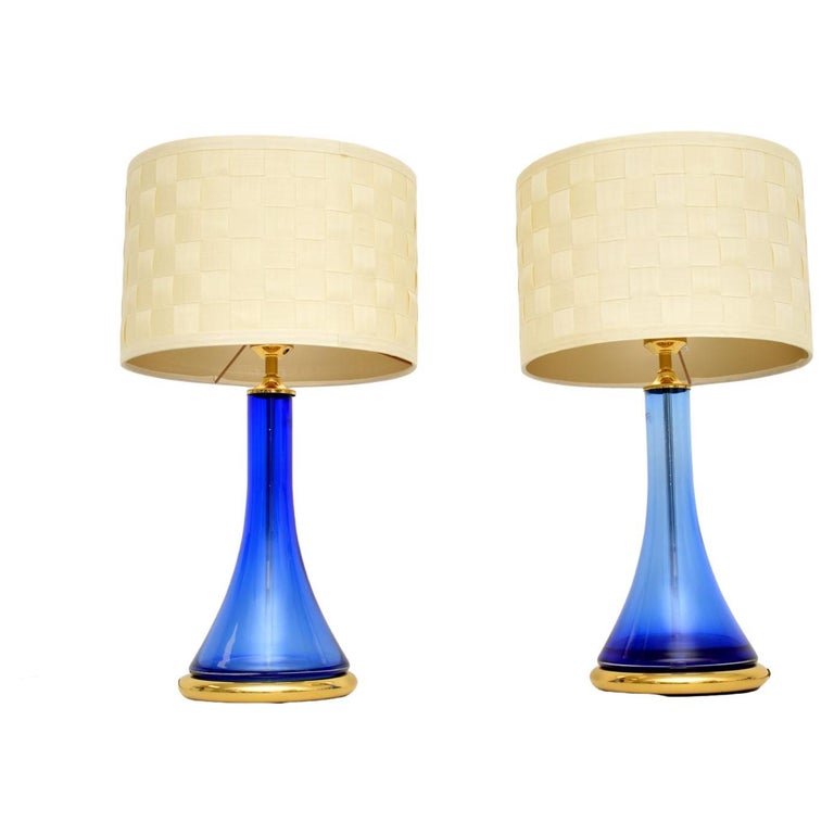 Pair of Vintage German Glass Table Lamps by Nachtmann For Sale at 1stDibs