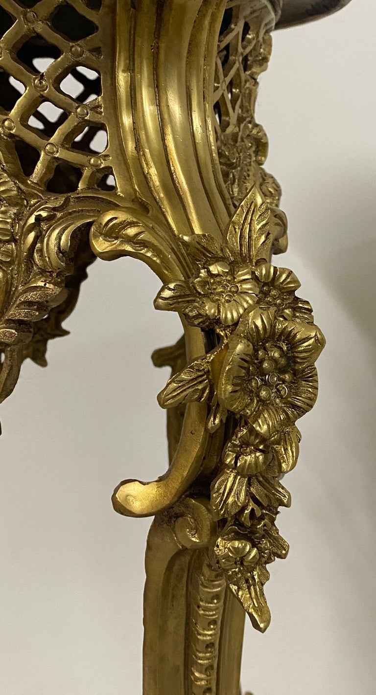 Pair of Vintage Gilded Bronze Side Tables with Inlay, circa 1940 For ...