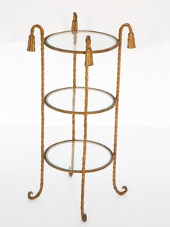 Pair of Vintage Gilded Iron Rope and Tassel Stands