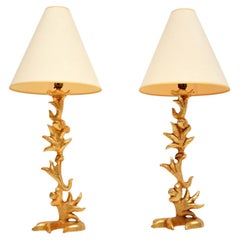 Pair of Vintage Gilt Bronze Table Lamps by Georges Mathias for Fondica