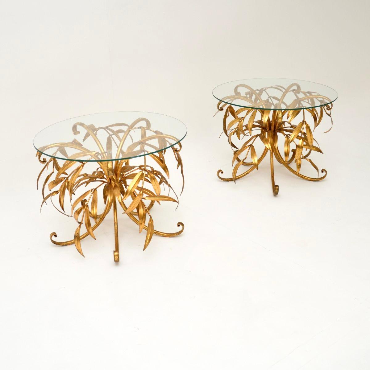 German Pair of Vintage Gilt Metal Side Tables by Hans Kogl For Sale