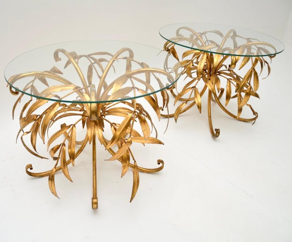 Pair of Vintage Gilt Metal Side Tables by Hans Kogl In Good Condition For Sale In London, GB