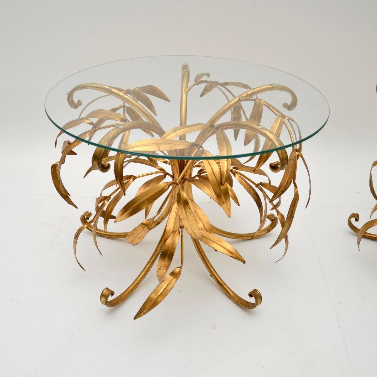 Mid-20th Century Pair of Vintage Gilt Metal Side Tables by Hans Kogl For Sale