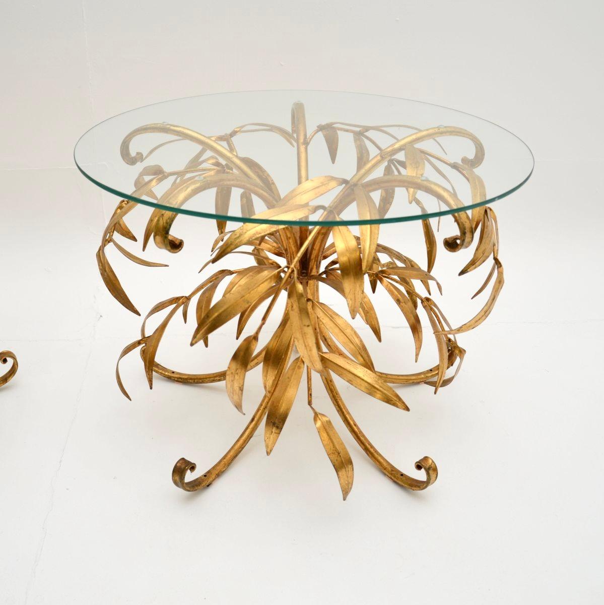 Pair of Vintage Gilt Metal Side Tables by Hans Kogl For Sale 1