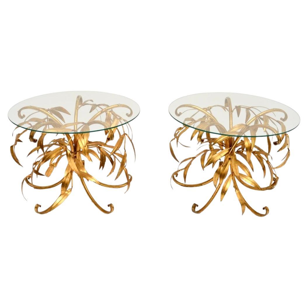 Pair of Vintage Gilt Metal Side Tables by Hans Kogl For Sale
