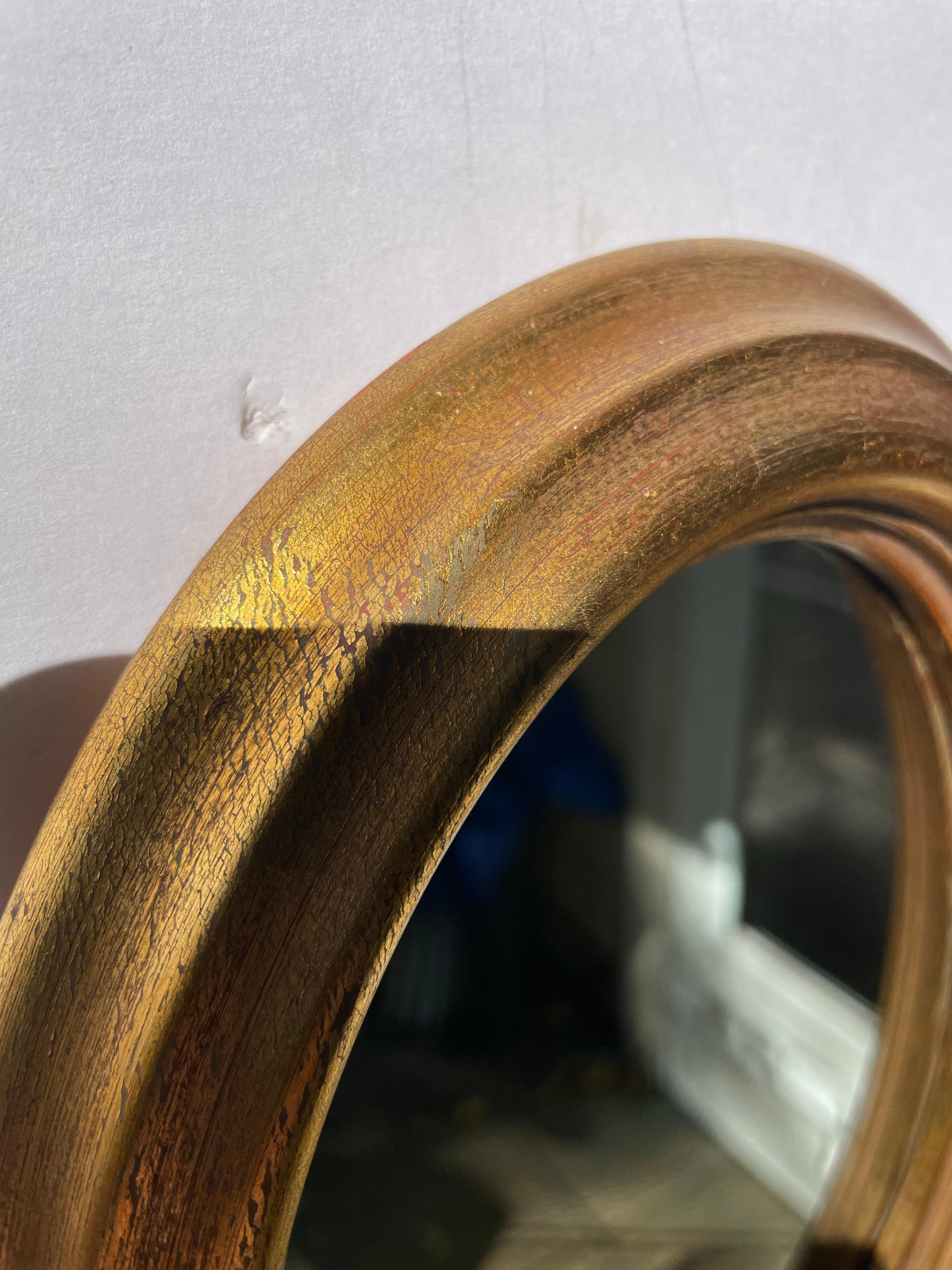 Paire de miroirs italiens ovales dorés vintage 3