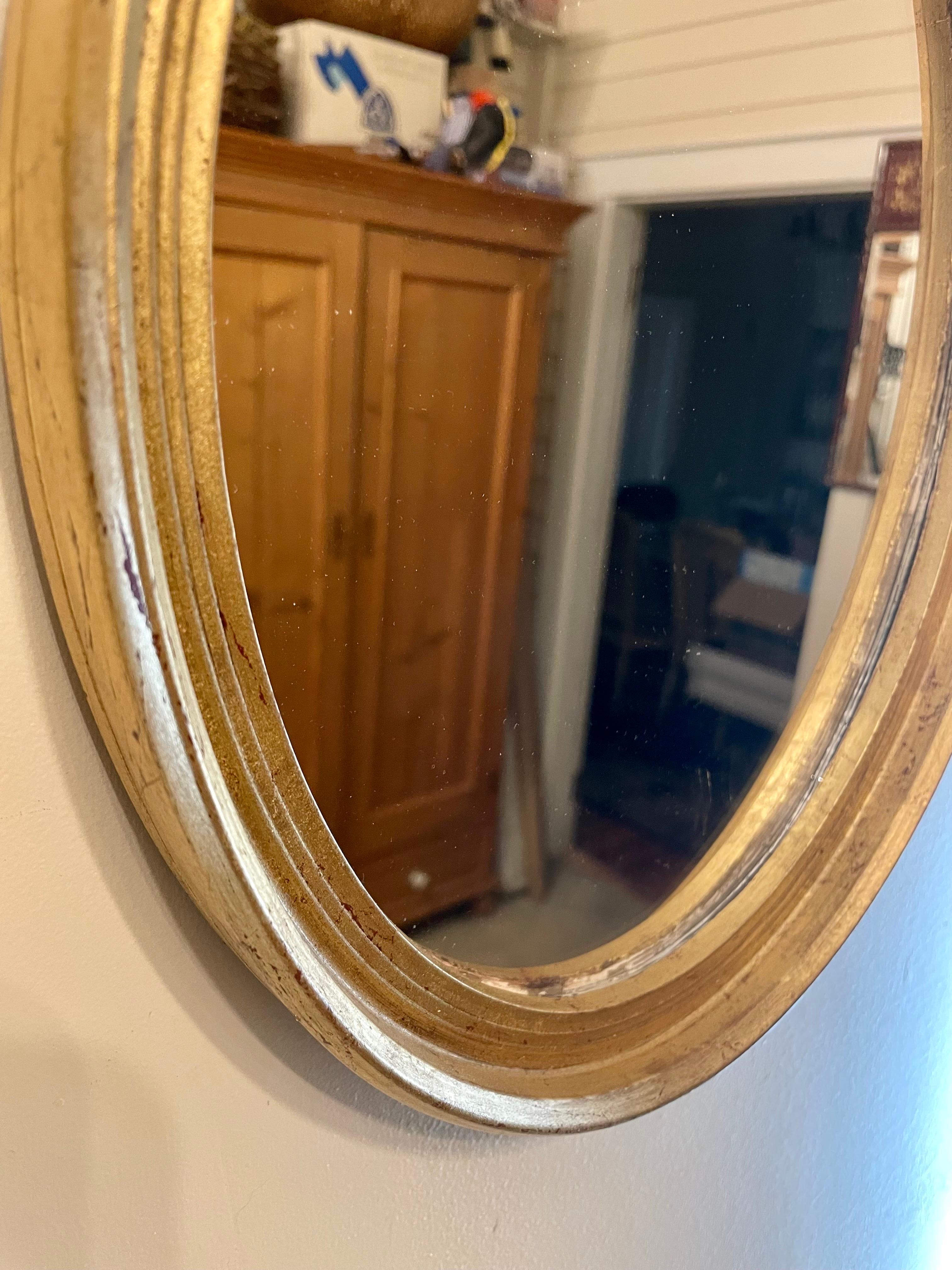 Pair of Vintage Gilt Oval Italian Mirrors For Sale 6