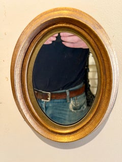 Pair of Vintage Gilt Oval Italian Mirrors