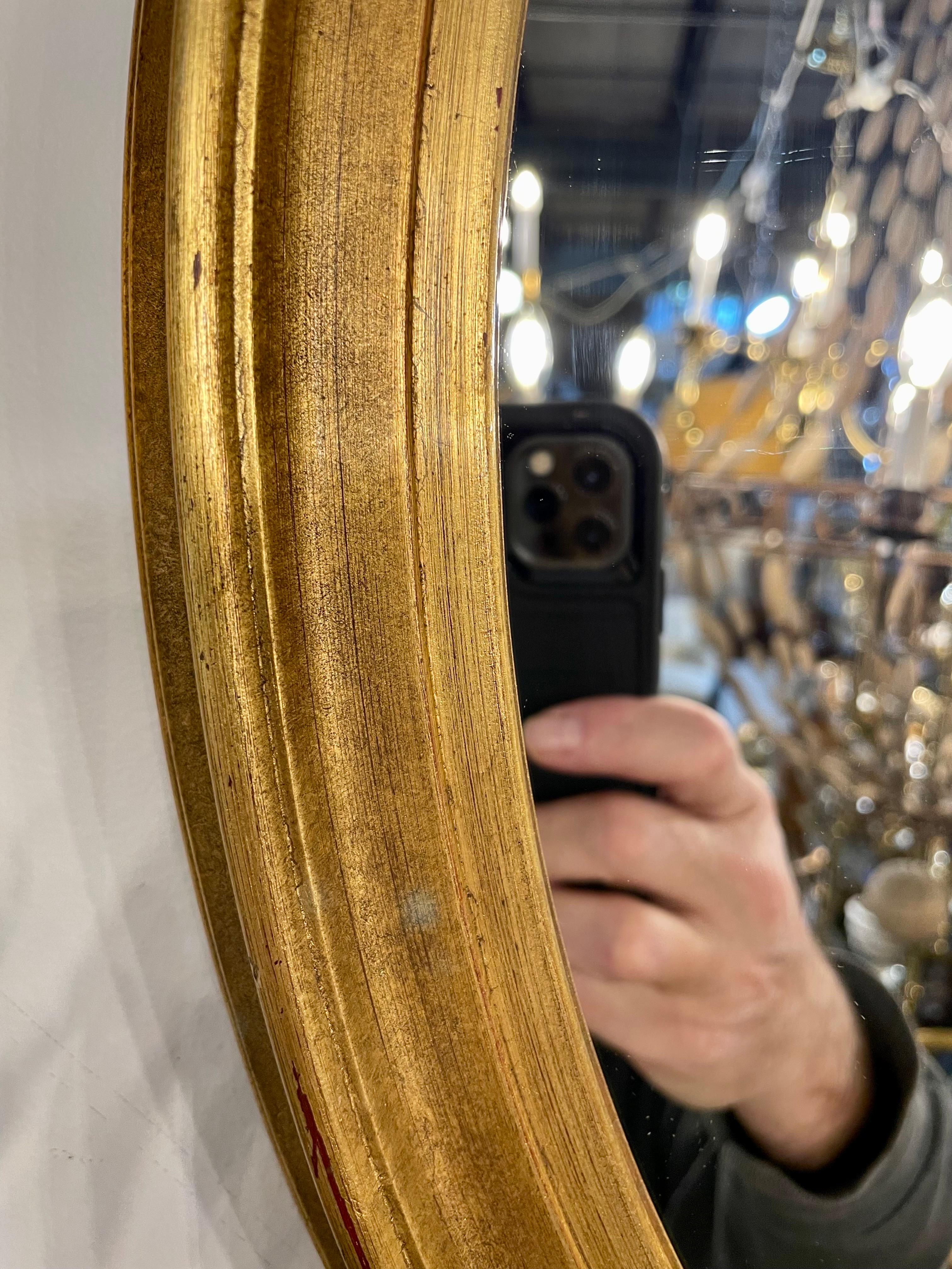 Wood Pair of Vintage Gilt Oval Italian Mirrors