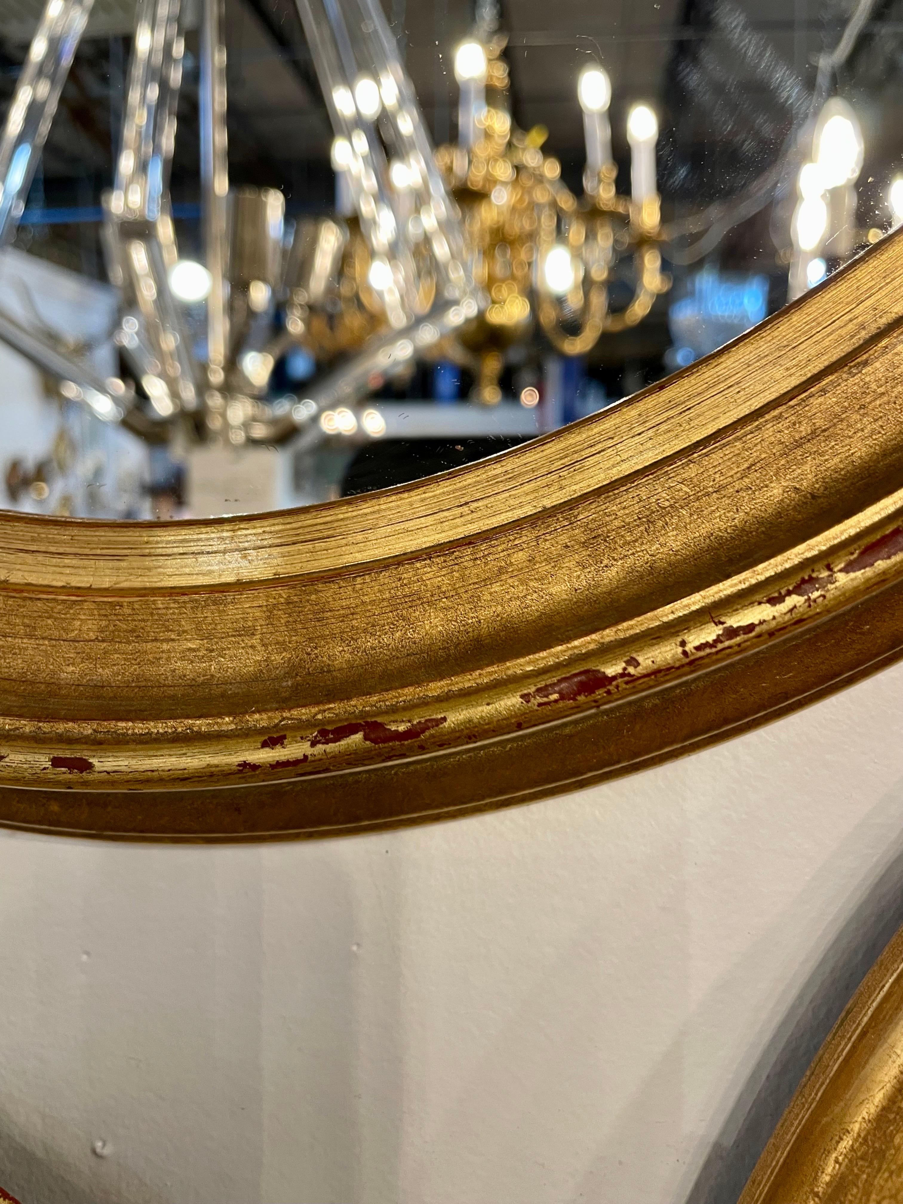 Pair of Vintage Gilt Oval Italian Mirrors 2