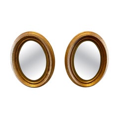 Pair of Vintage Gilt Oval Italian Mirrors