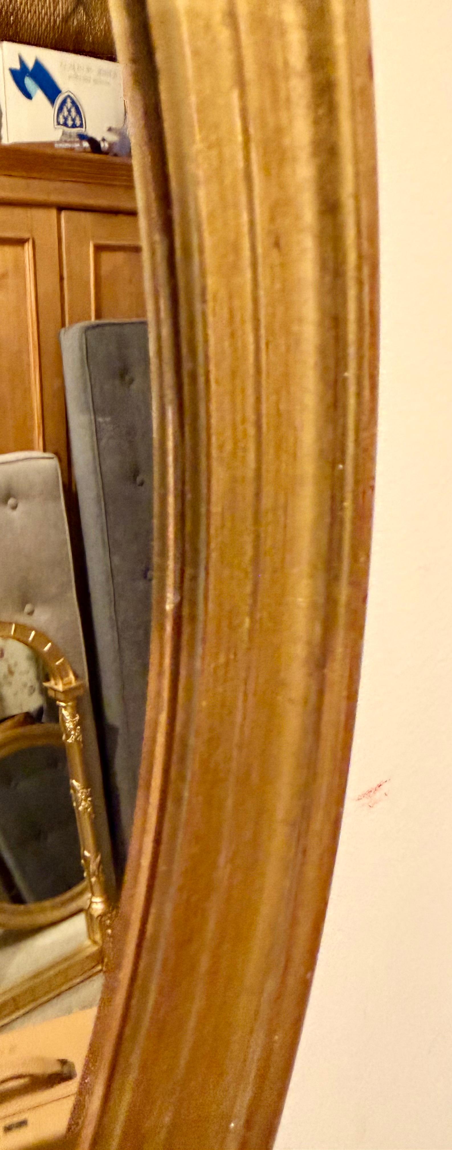 Paar vergoldete ovale Vintage-Spiegel im Angebot 2