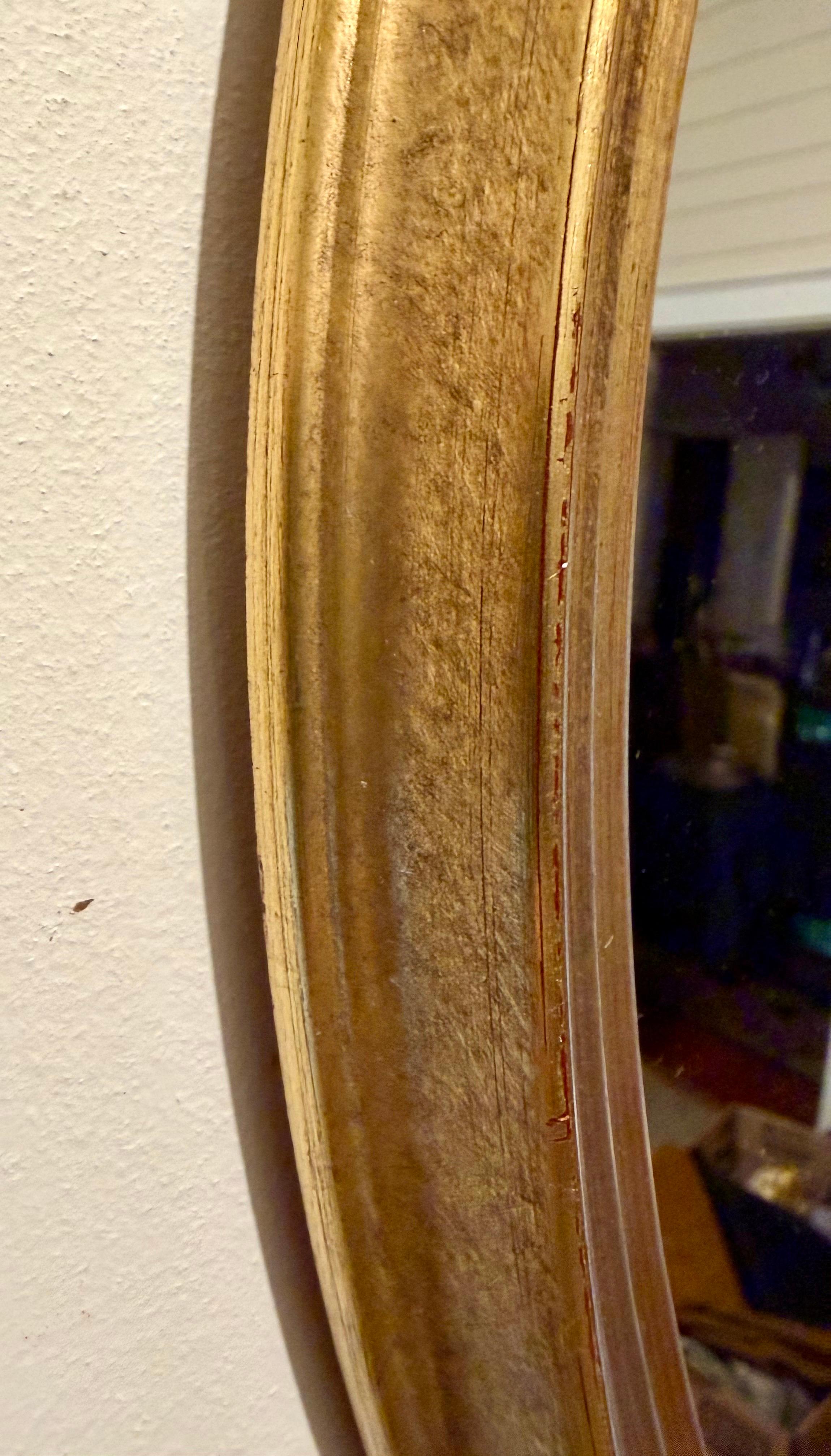 Paar vergoldete ovale Vintage-Spiegel (Holz) im Angebot