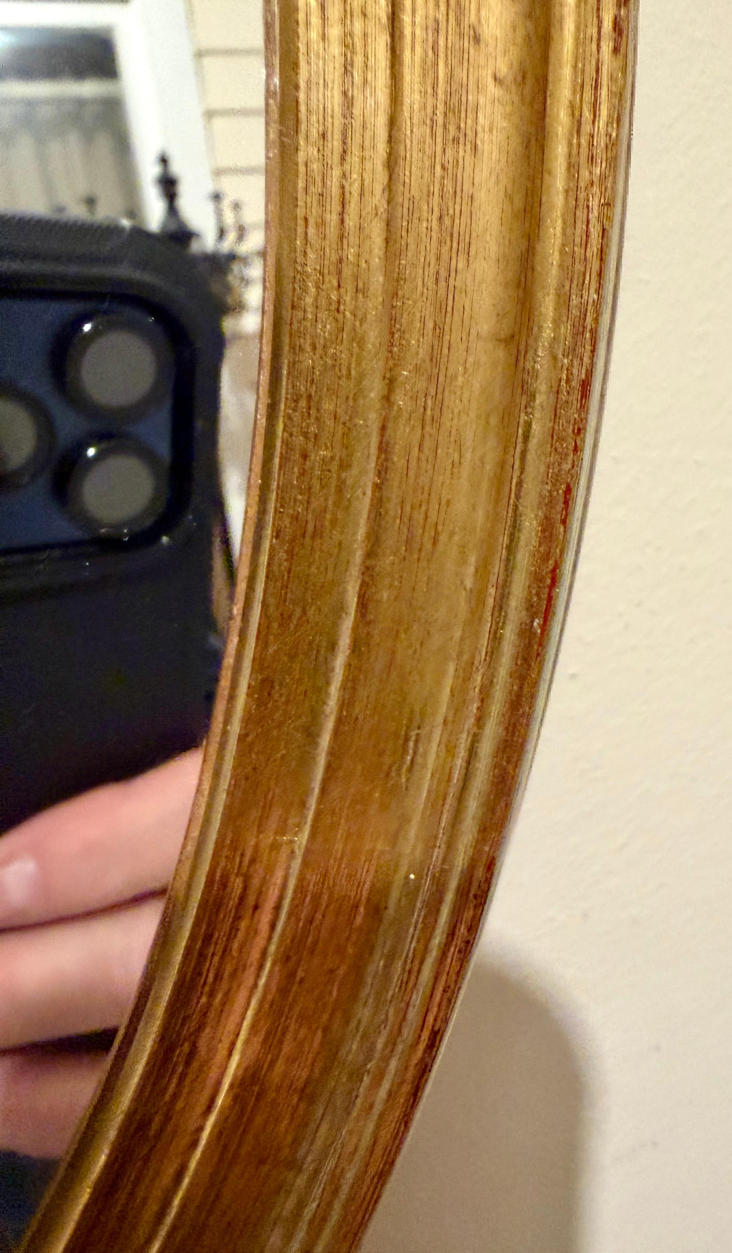 Paar vergoldete ovale Vintage-Spiegel im Angebot 1