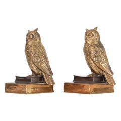 Pair of Vintage Gilt Owl Bookends