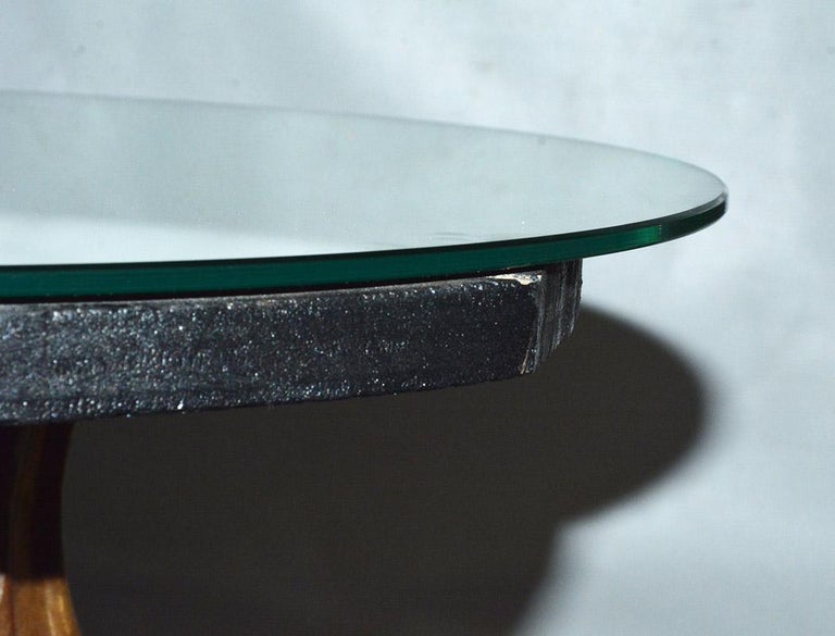 Pair of Vintage Gilt Pedestal Table Bases With Mirrored Top For Sale at 1stdibs