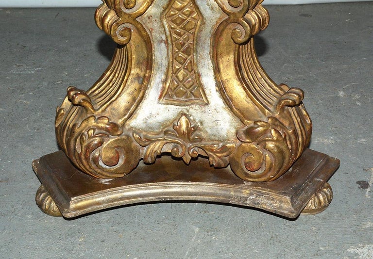 Pair of Vintage Gilt Pedestal Table Bases With Mirrored Top For Sale at 1stdibs