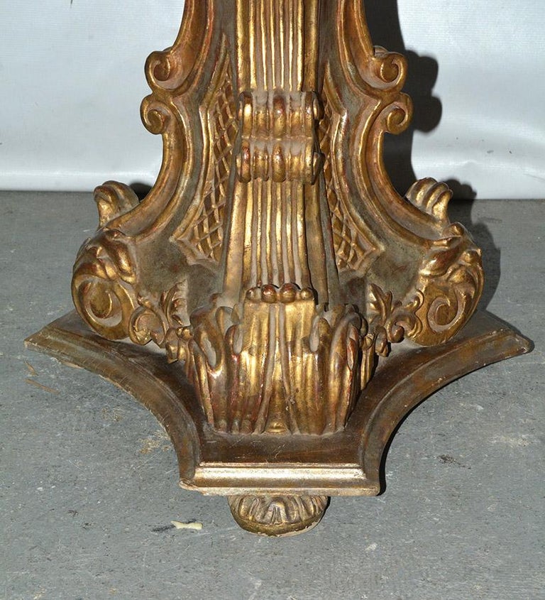 Pair of Vintage Gilt Pedestal Table Bases With Mirrored Top For Sale at 1stdibs