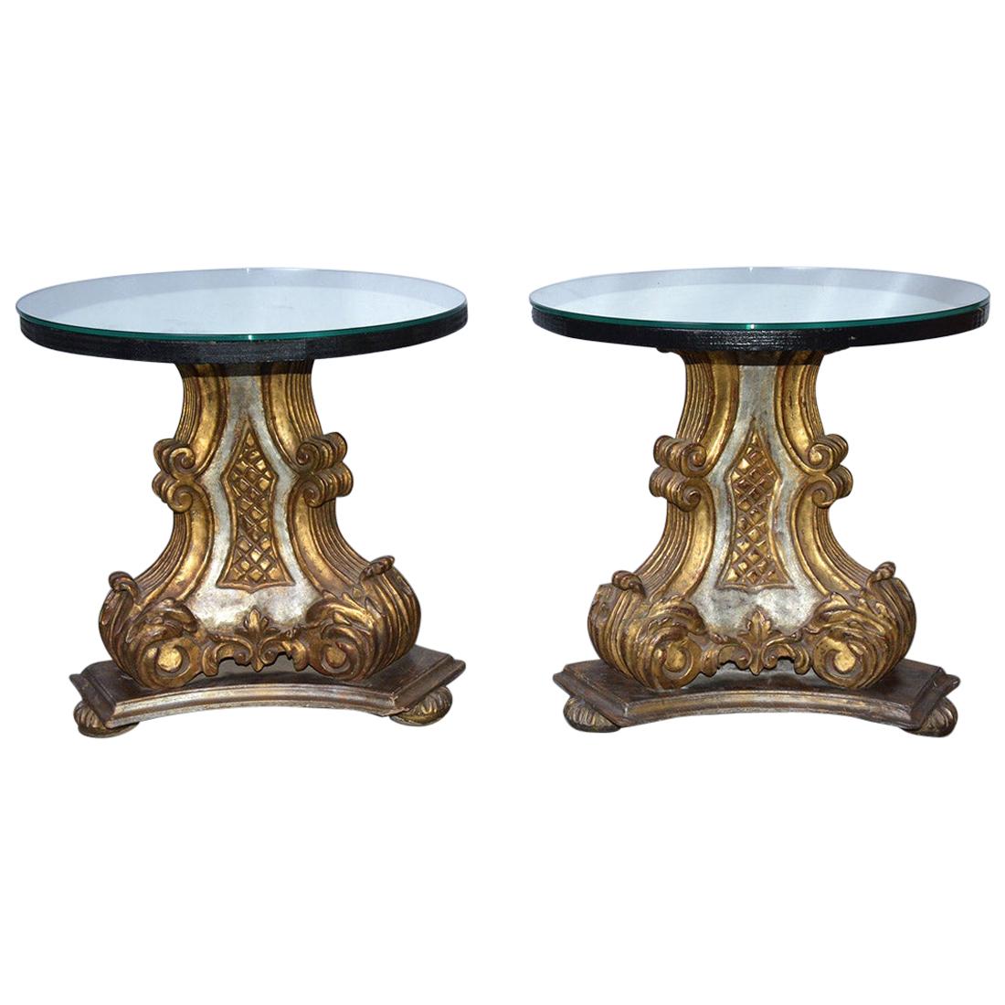 Luxe Pair of Brass Mastercraft Pedestal Table Bases at 1stdibs