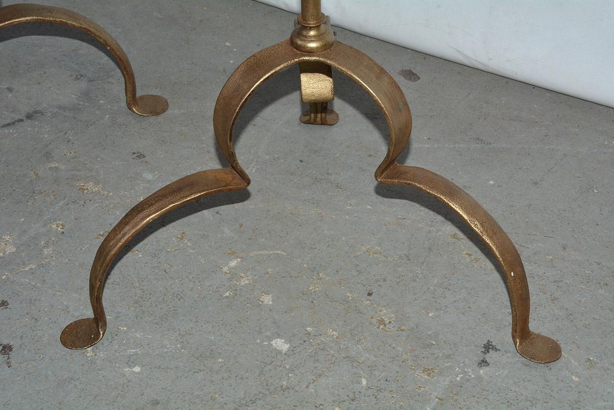 Pair of Vintage Gilt Wrought Iron Torchieres or Candle Standards For Sale 1