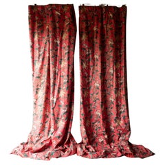 Coppia di tende vintage Givenchy Floral Chintz per la casa di campagna, lunghezza piena