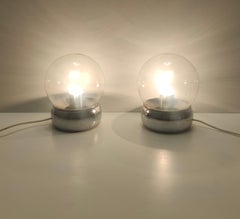 Pair of Vintage Glass and Metal Table Lamps "Vieste" by GPA Monti for Candle