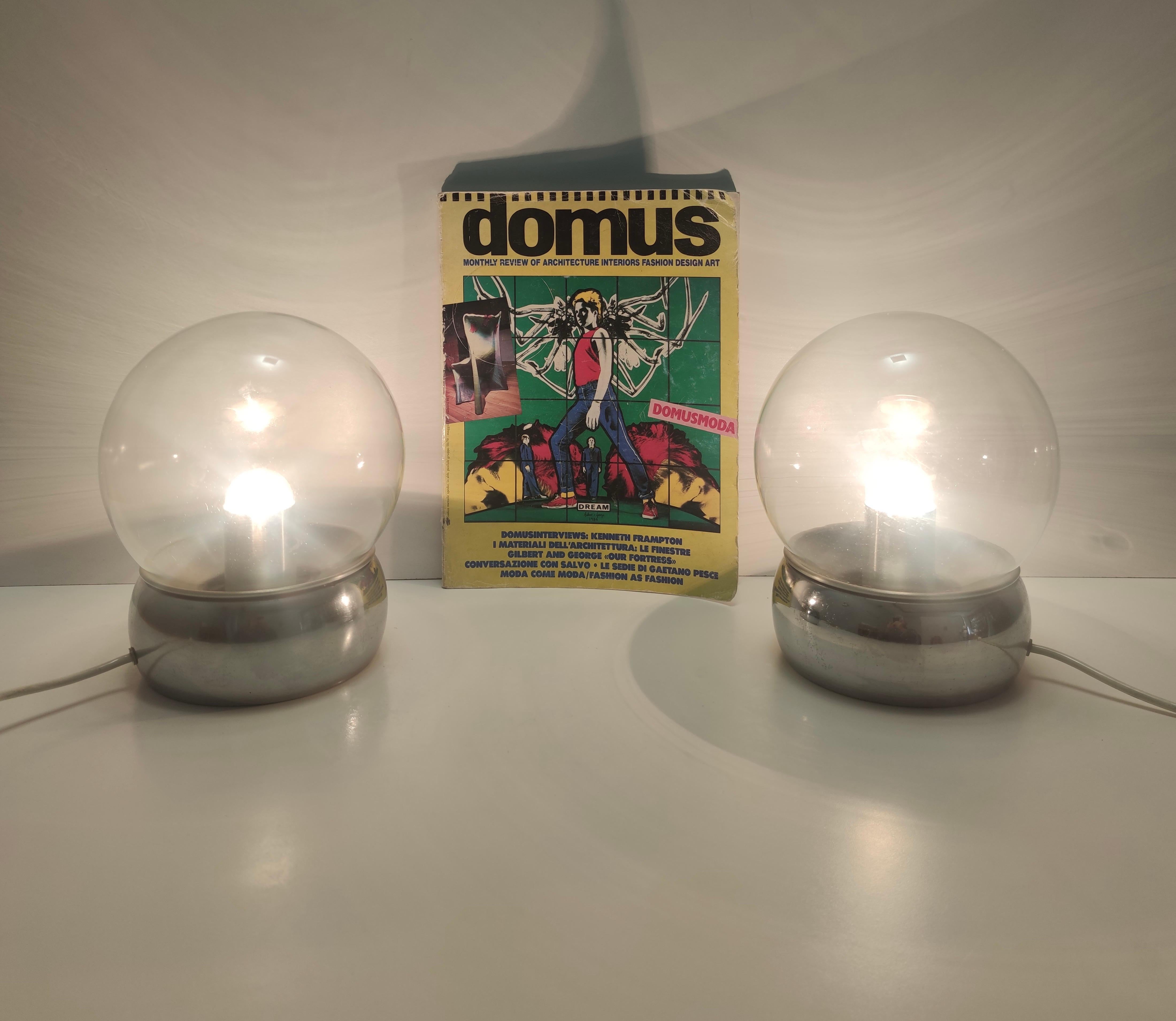 italien Paire de lampes de bureau vintage en verre et métal Vieste par GPA Monti pour bougie en vente