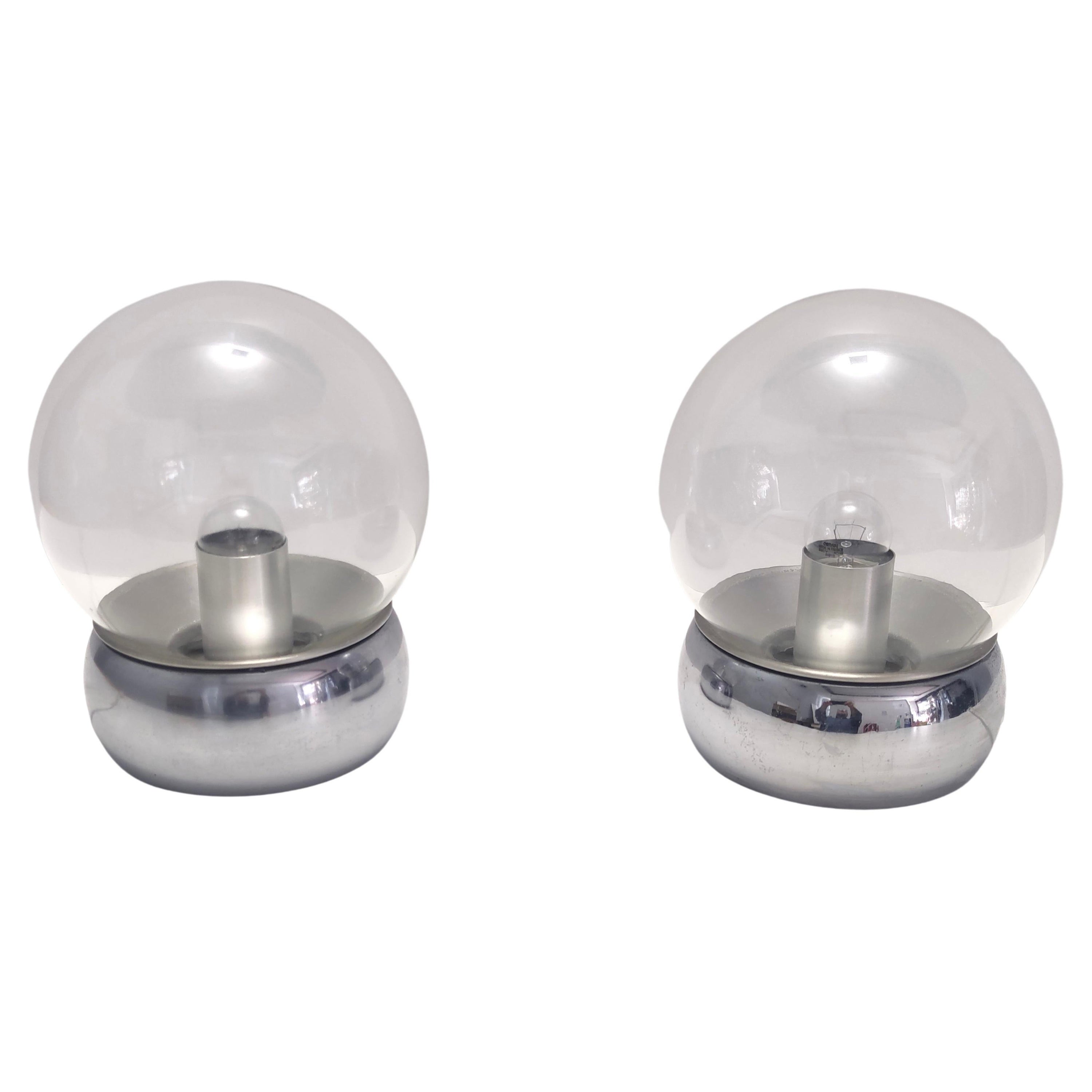 Pareja de lámparas de sobremesa vintage de cristal y metal "Vieste" de GPA Monti para Candle