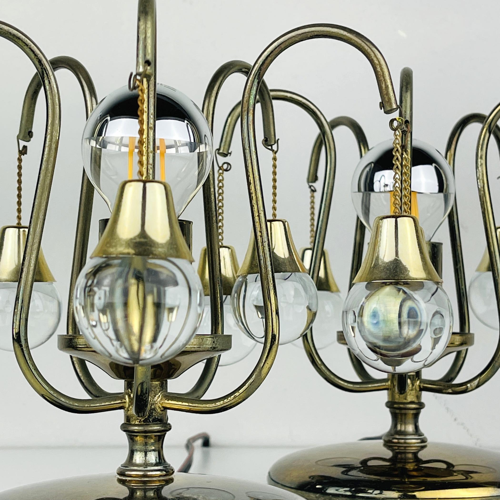 Pair of Vintage Glass Ball Table Lamps, Italy, 1960s  For Sale 7