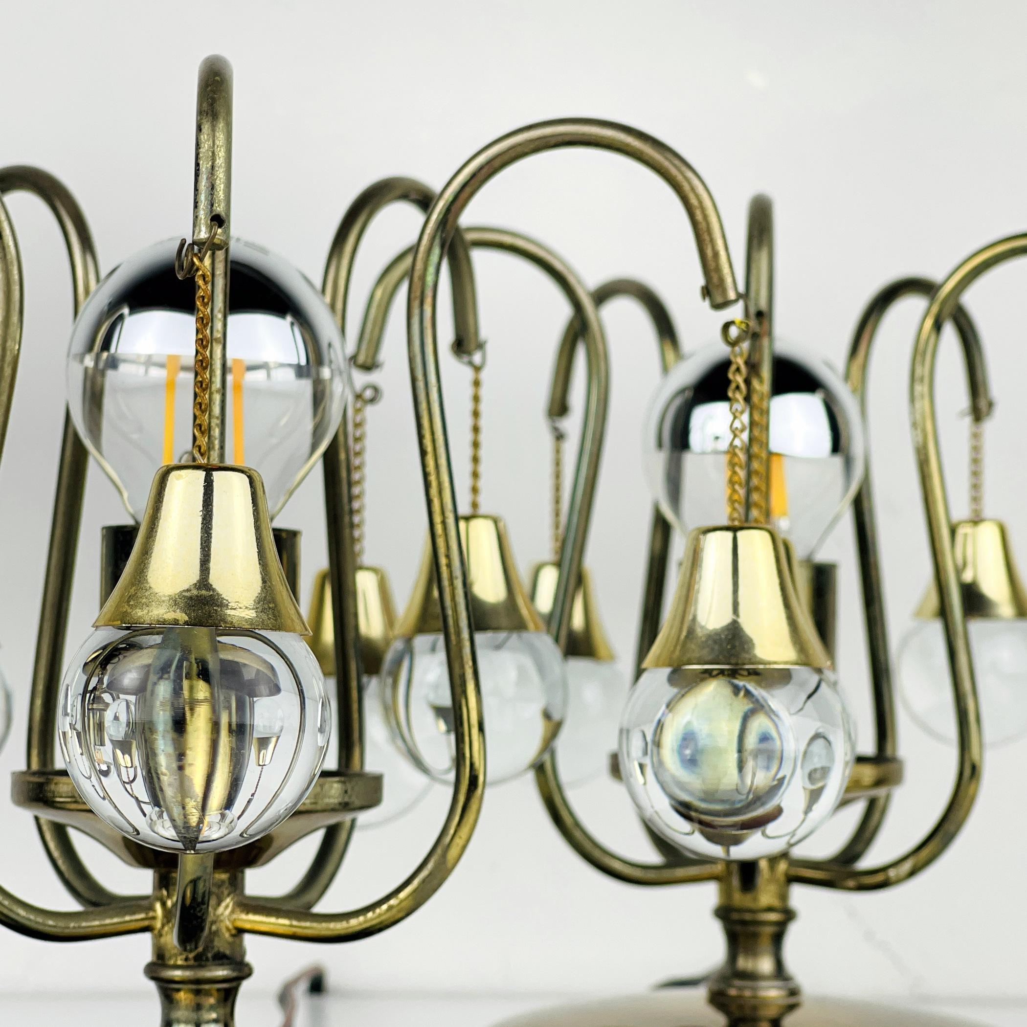 Pair of Vintage Glass Ball Table Lamps, Italy, 1960s  For Sale 8
