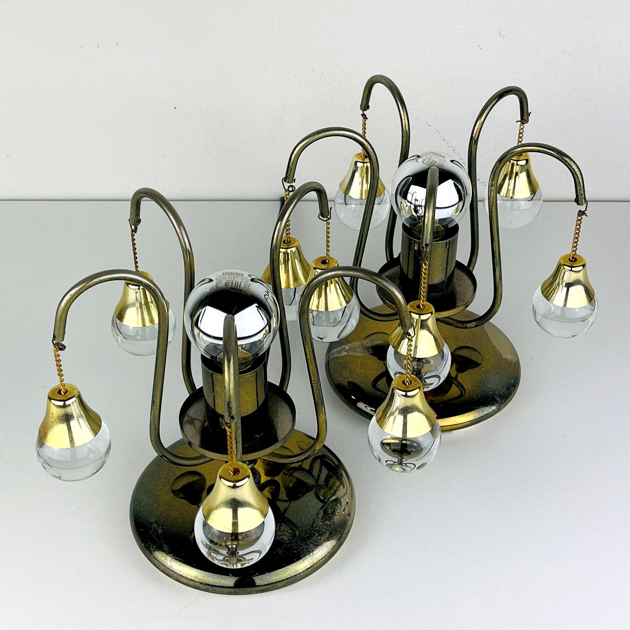 Pair of Vintage Glass Ball Table Lamps, Italy, 1960s  For Sale 2