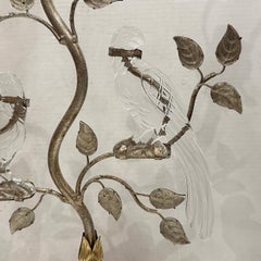 Pair of Vintage Glass Bird Lamps