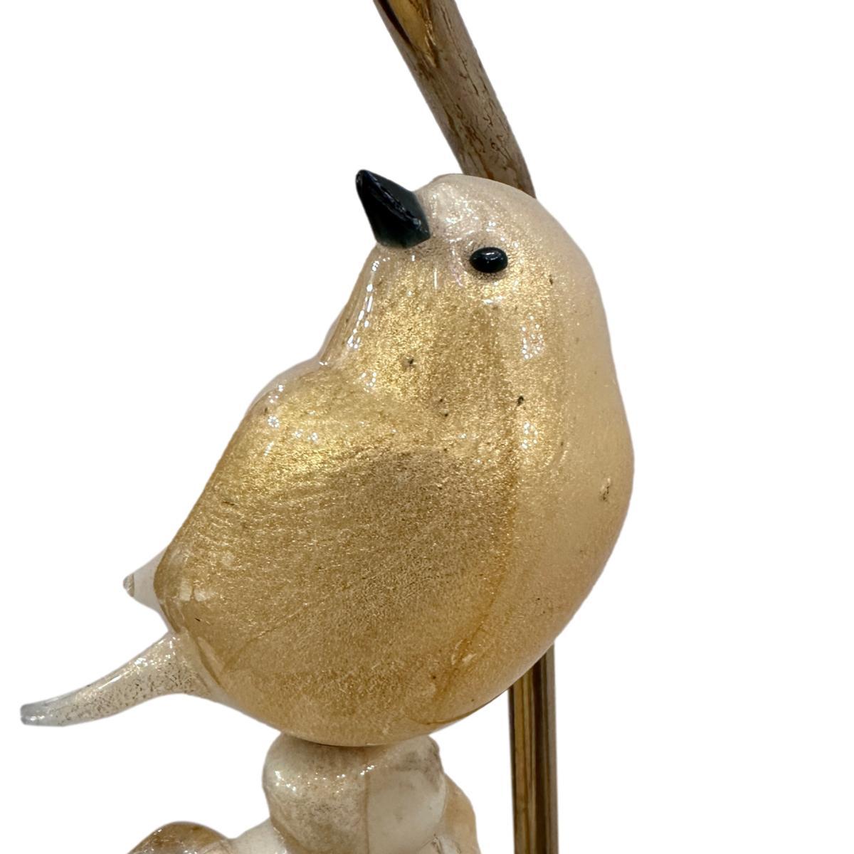 Italian Pair of Vintage Glass Birds Lamps For Sale